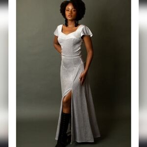 JoyFolie Anastasia Velvet Silver Maxi Dress